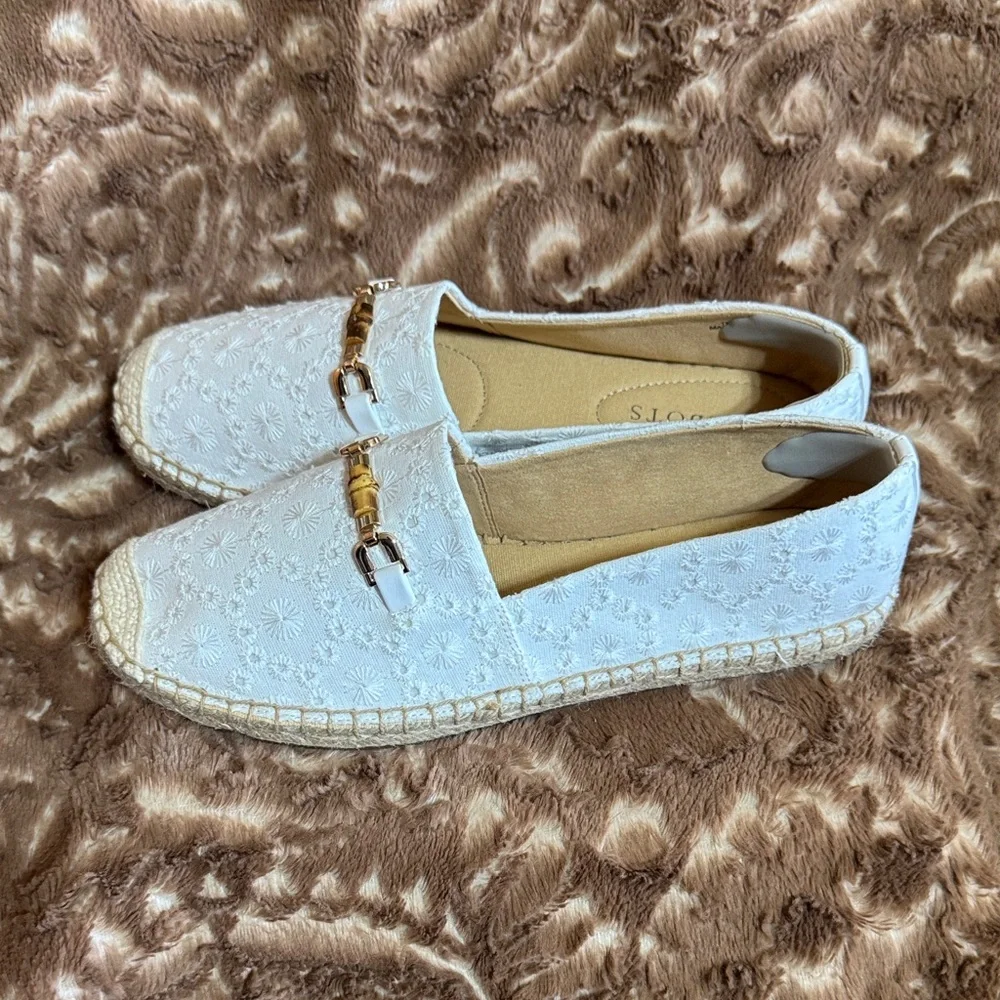 Talbots White Espadrille Flats with Gold Accent - Picture 3 of 5